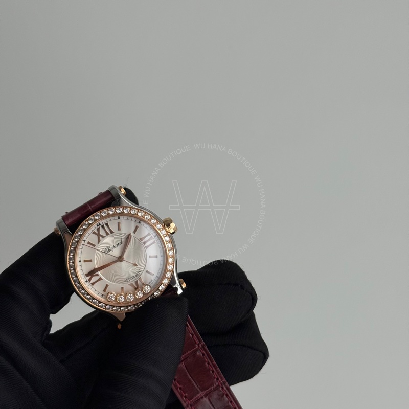 🖤蕭邦錶Chopard Happy Sport自動上鏈腕表 /蕭邦Happy Sport腕錶/蕭邦機械錶/蕭邦手錶（酒紅鱷魚錶帶/2786086003）🖤無花果精品-1