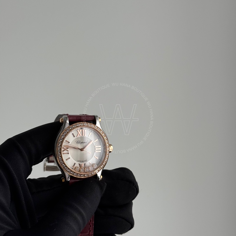 🖤蕭邦錶Chopard Happy Sport自動上鏈腕表 /蕭邦Happy Sport腕錶/蕭邦機械錶/蕭邦手錶（酒紅鱷魚錶帶/2786086003）🖤無花果精品-3