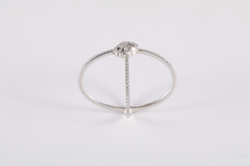 GUCCI(古馳) 18K白金 鑽石 白金 X滿鑽 交叉 戒指 18K-3
