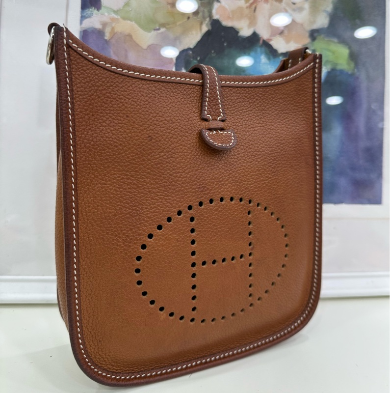 Hermes evelyne mini馬鞍皮金棕 Z刻 有購證-5