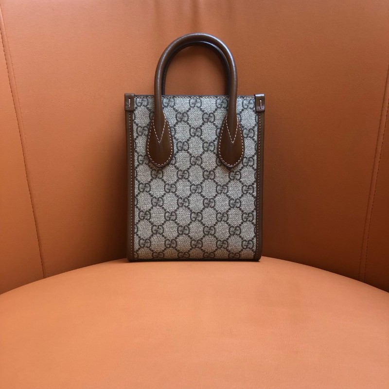 GUCCI古馳烏木色老花迷你tote托特包 038黑標-4