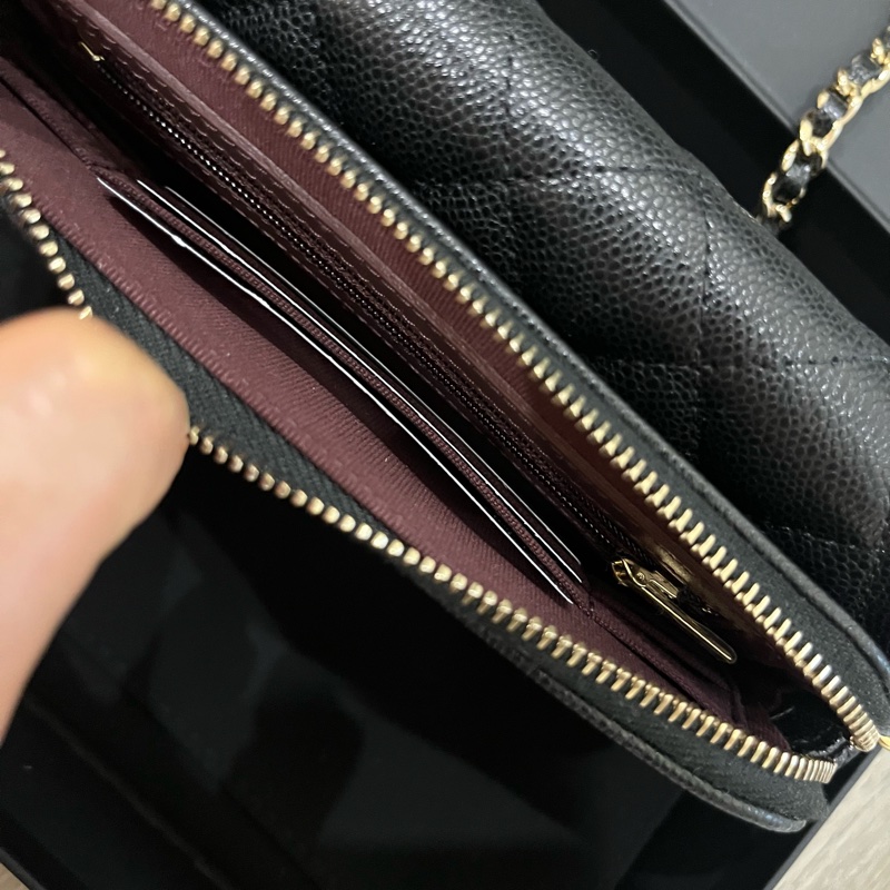 Chanel 香奈兒CF手機包二合一荔枝皮黑金-3