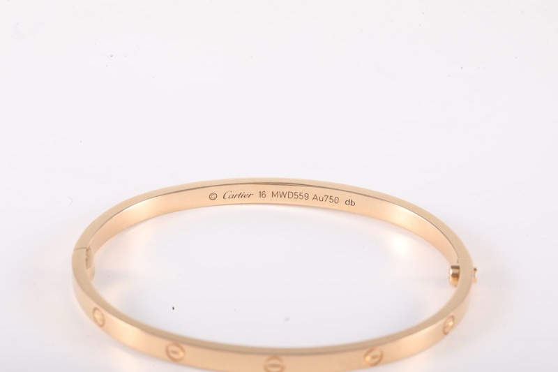 CARTIER(卡地亞) LOVE 18K金 窄版手鐲 18K玫瑰金 16號 玫瑰金-3