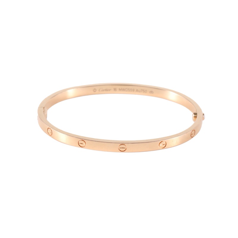 CARTIER(卡地亞) LOVE 18K金 窄版手鐲 18K玫瑰金 16號 玫瑰金-4