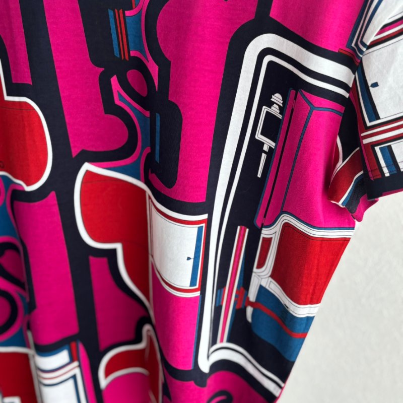 ::HERMES:: 紫紅色 幾何圖樣 短袖上衣 T-Shirt (36號)-4