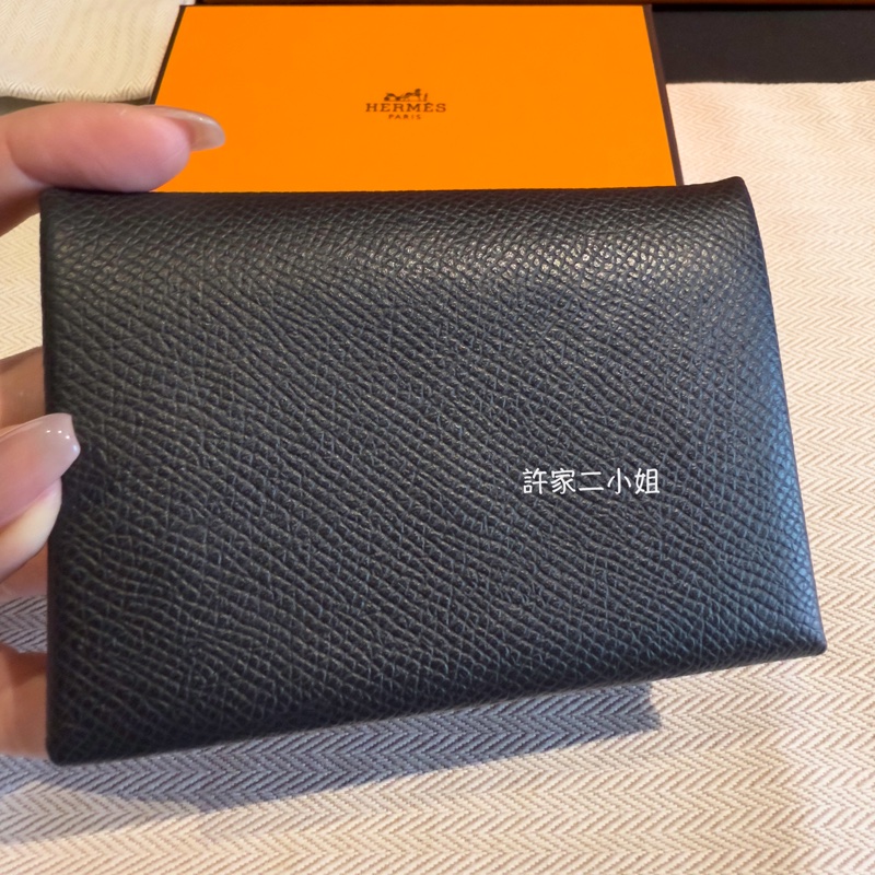 Hermes 二手閒置 98新閒置 Calvi Duo 黑色 雙層釦式零錢卡包-0