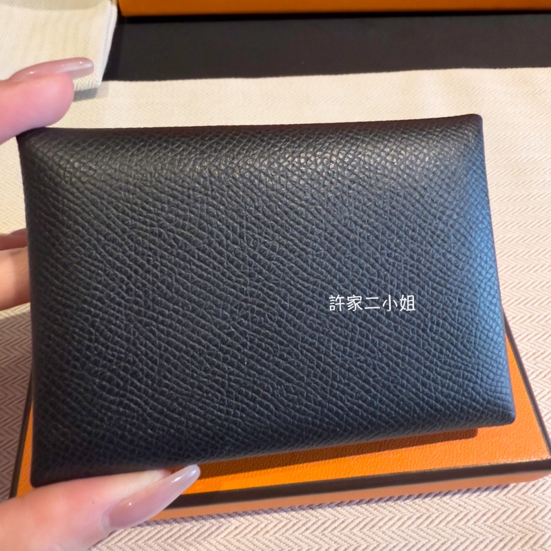 Hermes 二手閒置 98新閒置 Calvi Duo 黑色 雙層釦式零錢卡包-1