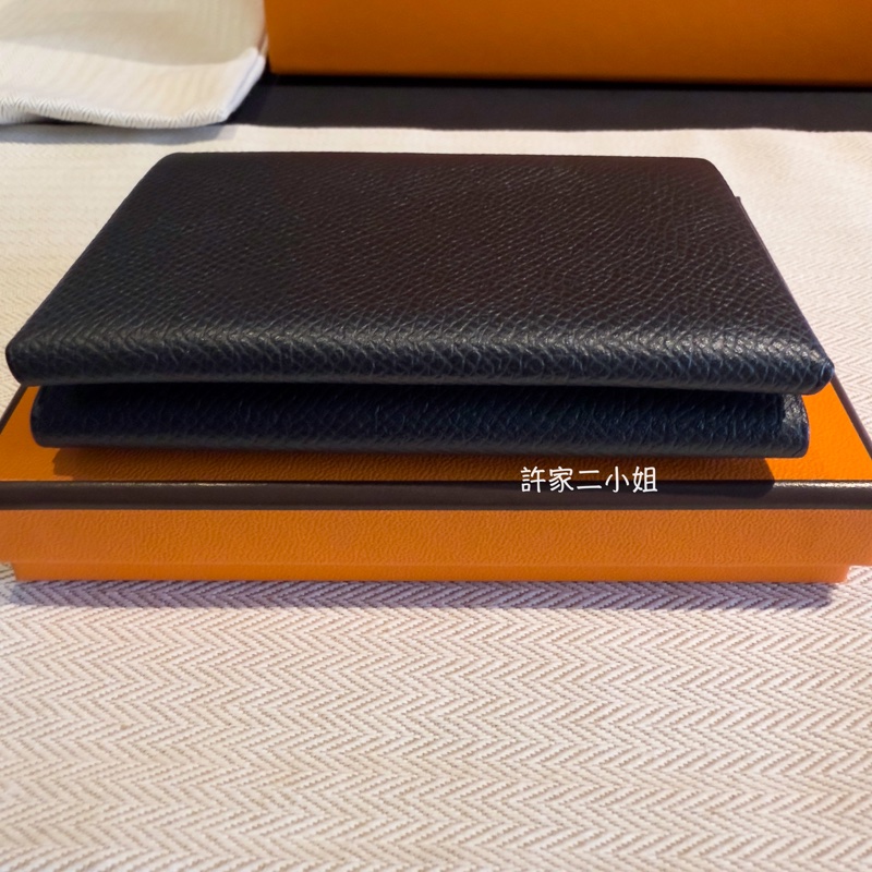 Hermes 二手閒置 98新閒置 Calvi Duo 黑色 雙層釦式零錢卡包-10
