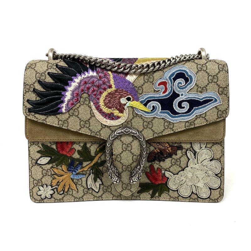 ☆ Gucci 古馳 Beige Coated Canvas & Suede Chain Shoulder Bag 403343 米色塗層帆布和麂皮鏈條肩揹袋 403343 - 257015015-1