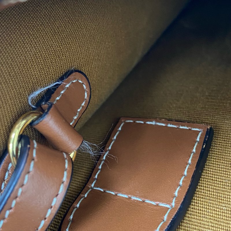 ☆Celine 思琳 Triomphe White, Brown Coated Canvas 2Way Bag 白色啡色塗層帆布兩用袋 -257015237-17