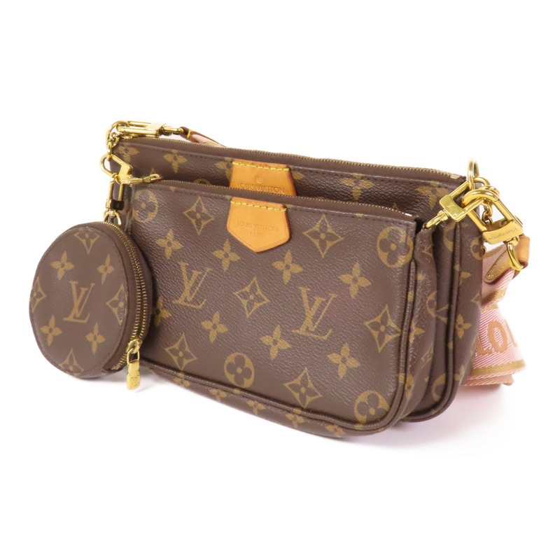 LOUIS VUITTON Monogram Multi Pochette Accessoires金扣手挽肩背兩用袋棕色-1