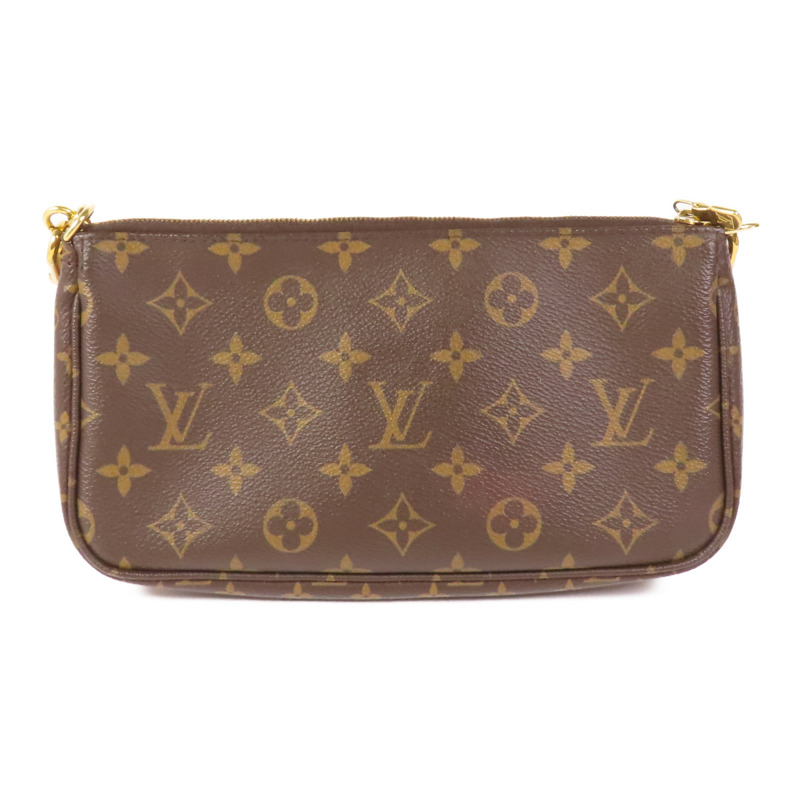 LOUIS VUITTON Monogram Multi Pochette Accessoires金扣手挽肩背兩用袋棕色-2