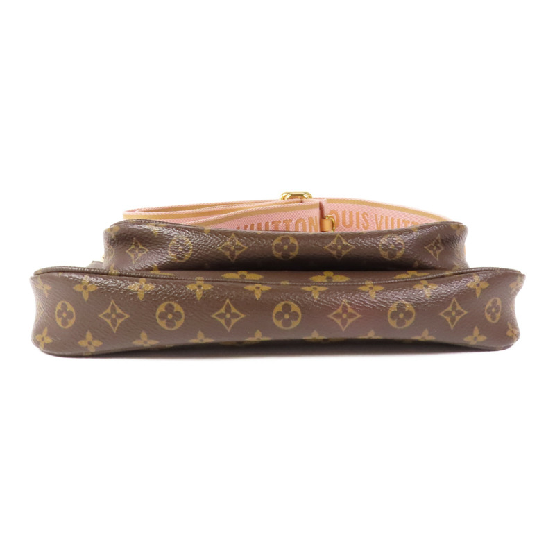 LOUIS VUITTON Monogram Multi Pochette Accessoires金扣手挽肩背兩用袋棕色-3