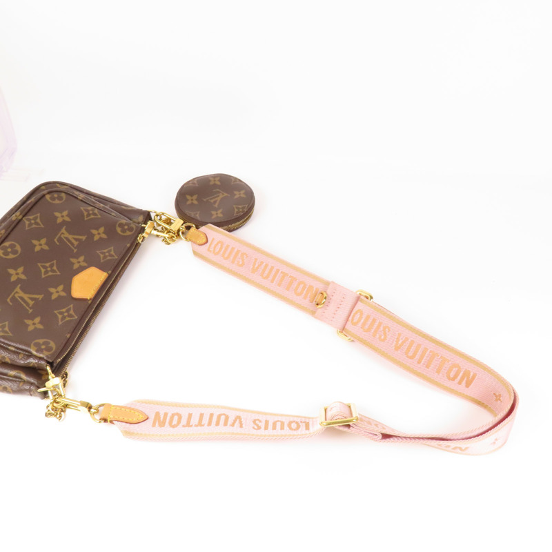 LOUIS VUITTON Monogram Multi Pochette Accessoires金扣手挽肩背兩用袋棕色-8