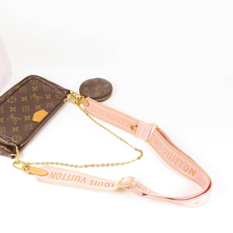 LOUIS VUITTON Monogram Multi Pochette Accessoires金扣手挽肩背兩用袋棕色-9