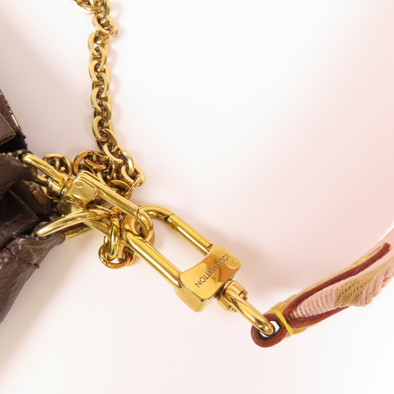 LOUIS VUITTON Monogram Multi Pochette Accessoires金扣手挽肩背兩用袋棕色-11