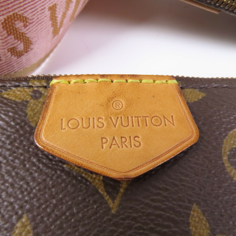 LOUIS VUITTON Monogram Multi Pochette Accessoires金扣手挽肩背兩用袋棕色-13