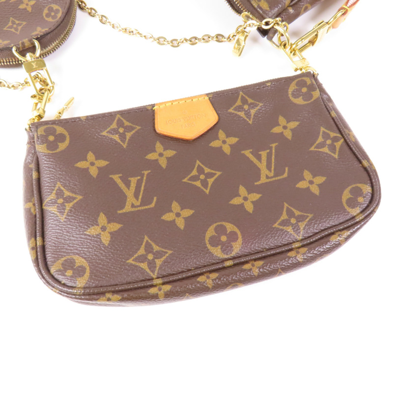 LOUIS VUITTON Monogram Multi Pochette Accessoires金扣手挽肩背兩用袋棕色-17