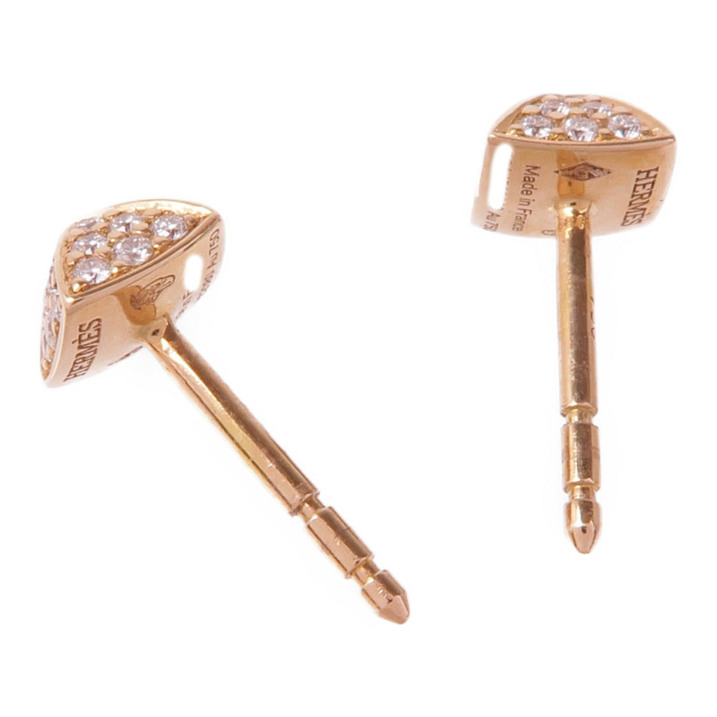 HERMES 18K玫瑰金Clou d'H Earrings鑽石耳環-3