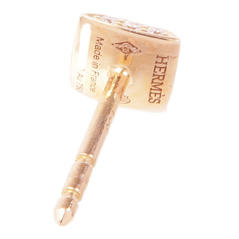 HERMES 18K玫瑰金Clou d'H Earrings鑽石耳環-6