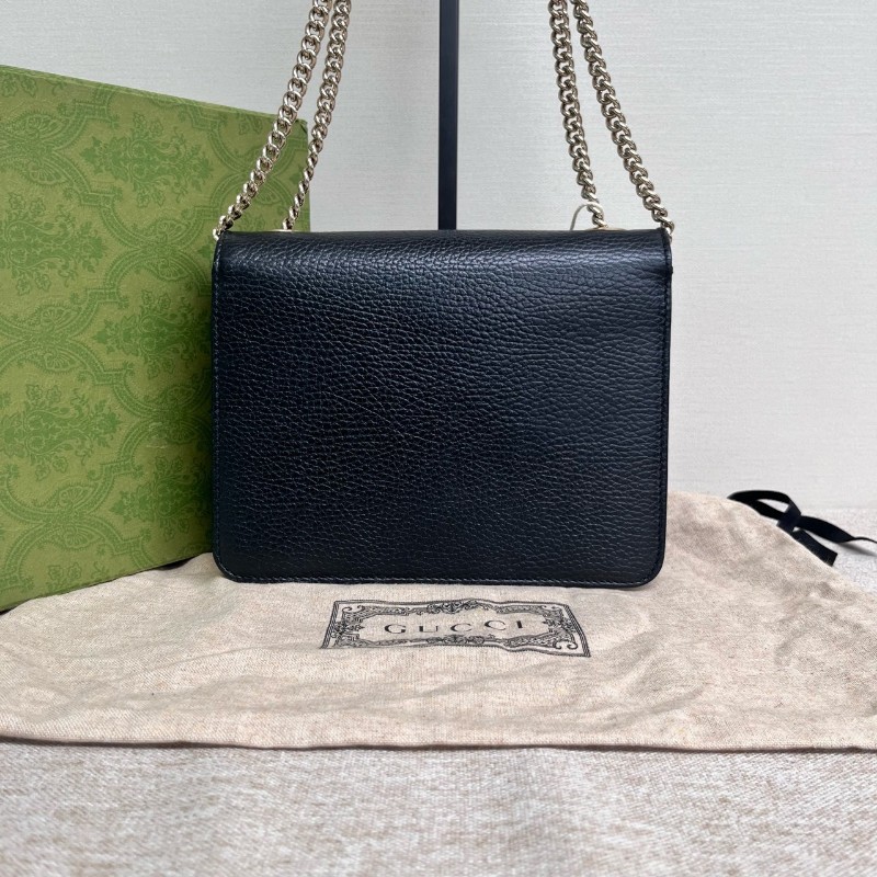 Gucci/古馳 黑色全皮風琴 小號 031標 肩背包斜背包-1