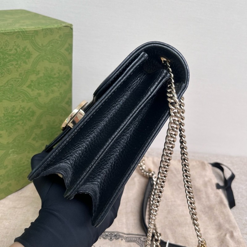 Gucci/古馳 黑色全皮風琴 小號 031標 肩背包斜背包-3