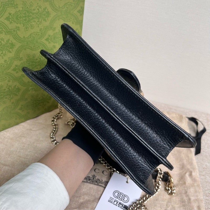 Gucci/古馳 黑色全皮風琴 小號 031標 肩背包斜背包-4
