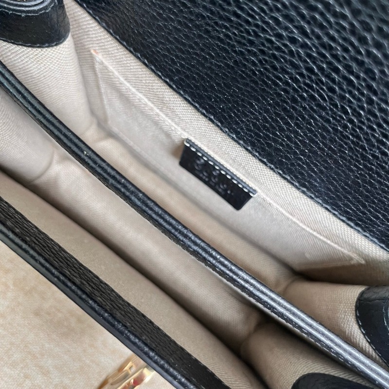 Gucci/古馳 黑色全皮風琴 小號 031標 肩背包斜背包-7