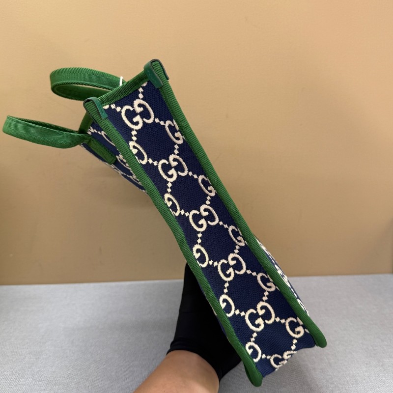 超級新⭐Gucci/古馳 老花織布紅拼綠 托特包手提包tote-2