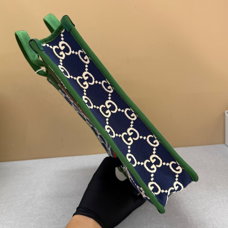 超級新⭐Gucci/古馳 老花織布紅拼綠 托特包手提包tote-3