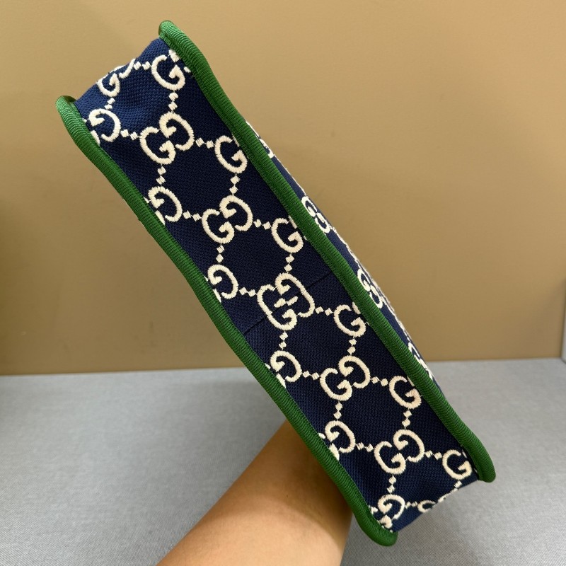 超級新⭐Gucci/古馳 老花織布紅拼綠 托特包手提包tote-4