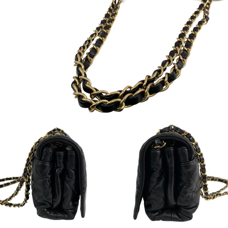 △ Chanel 香奈兒 Black Lambskin Gold Tone Metal Chain Shoulder Bag No.20 A66413 黑色小羊皮金色金屬鏈條肩背袋 No.20 A66413 -257014847-6