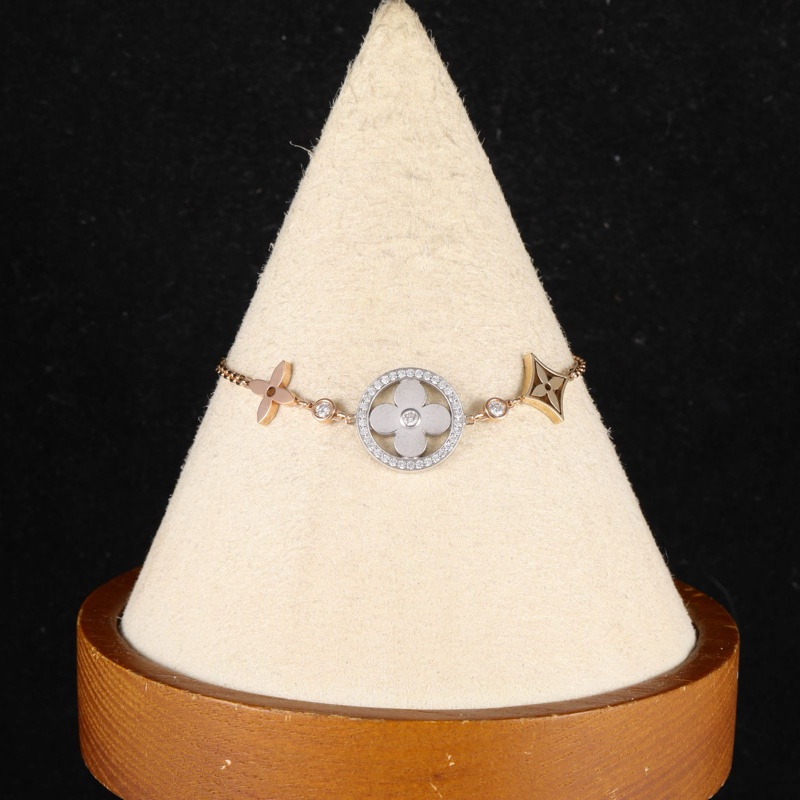 LOUIS VUITTON(路易威登) 18K白金 18K玫瑰金 鑽石 IDYLLE BLOSSOM STRASS 手鏈-0