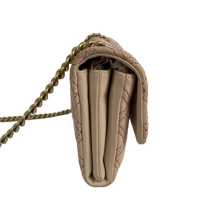 △ Chanel 香奈兒 Pink Coated Leather Wild Stitch Gold Tone Metal Chain Shoulder Bag No.19 粉紅色塗層皮革金色金屬鏈條肩背袋 No.19 -257014848-4