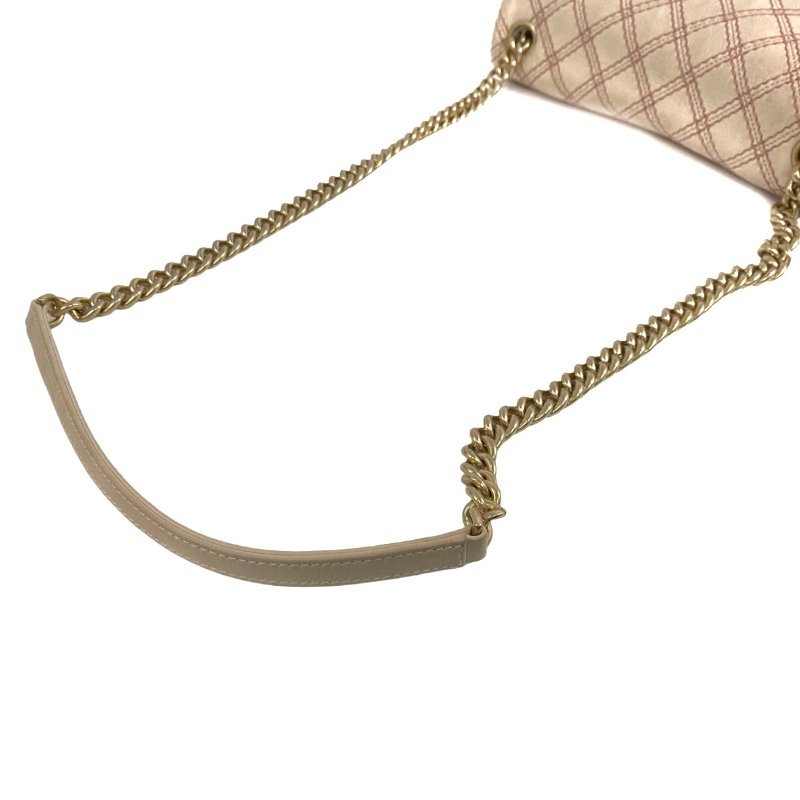 △ Chanel 香奈兒 Pink Coated Leather Wild Stitch Gold Tone Metal Chain Shoulder Bag No.19 粉紅色塗層皮革金色金屬鏈條肩背袋 No.19 -257014848-7