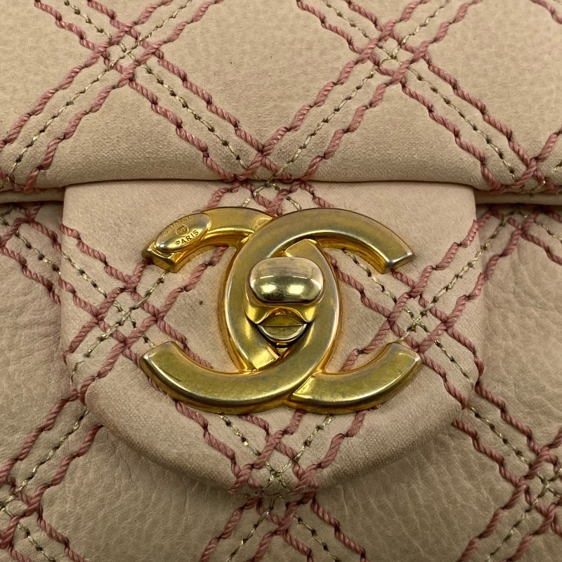 △ Chanel 香奈兒 Pink Coated Leather Wild Stitch Gold Tone Metal Chain Shoulder Bag No.19 粉紅色塗層皮革金色金屬鏈條肩背袋 No.19 -257014848-10