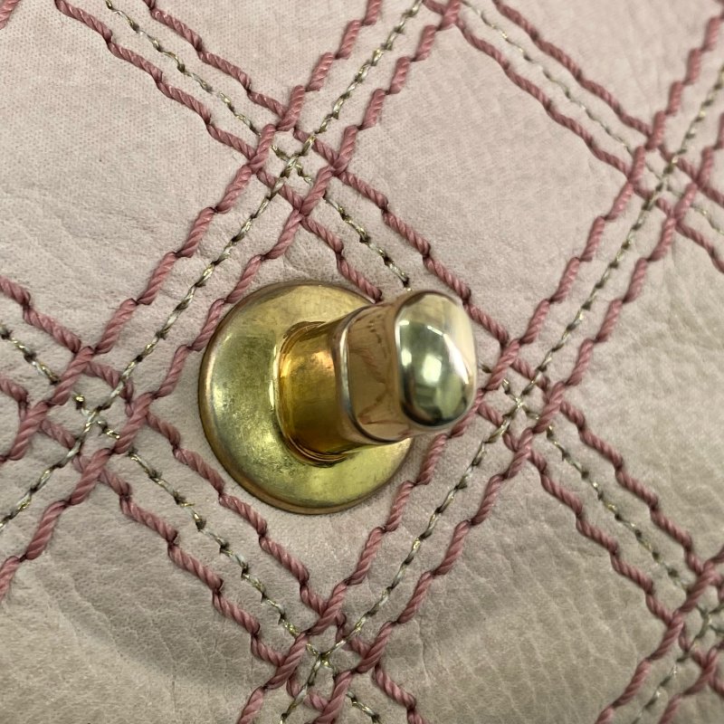 △ Chanel 香奈兒 Pink Coated Leather Wild Stitch Gold Tone Metal Chain Shoulder Bag No.19 粉紅色塗層皮革金色金屬鏈條肩背袋 No.19 -257014848-11