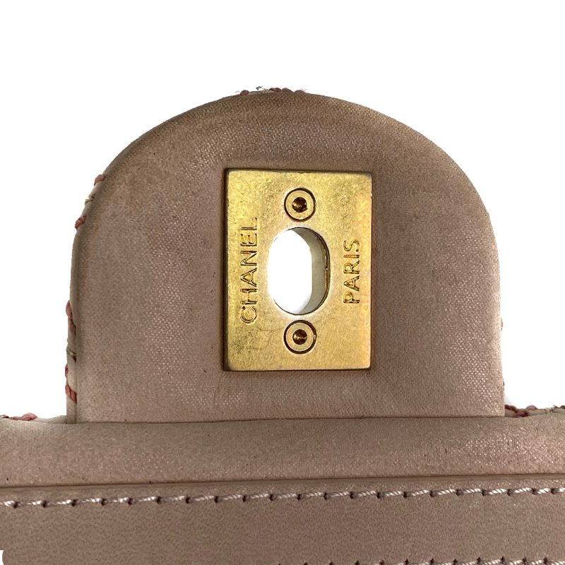 △ Chanel 香奈兒 Pink Coated Leather Wild Stitch Gold Tone Metal Chain Shoulder Bag No.19 粉紅色塗層皮革金色金屬鏈條肩背袋 No.19 -257014848-17