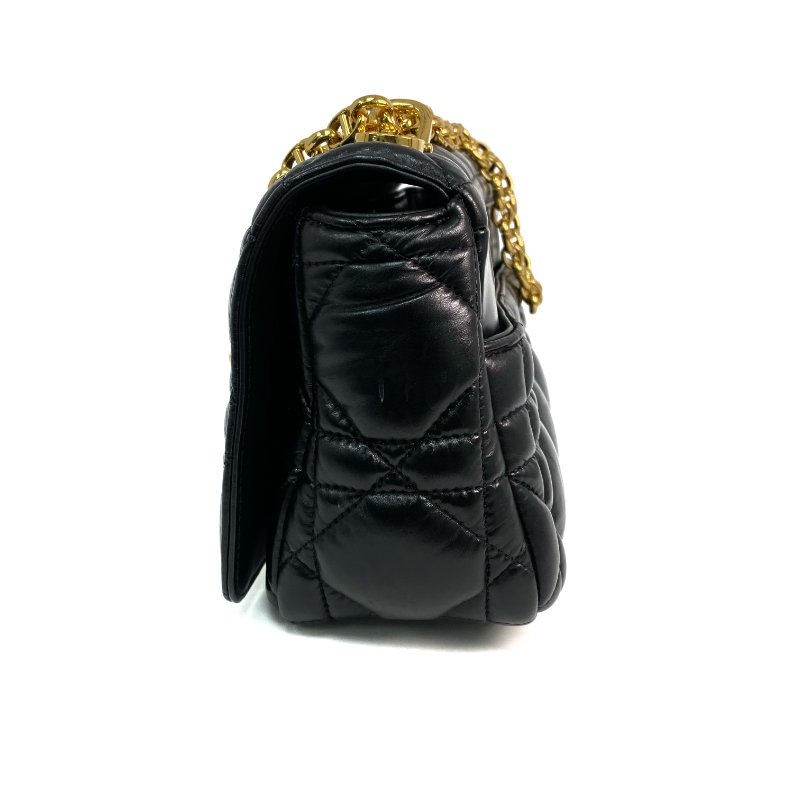 △ Christian Dior 迪奧 Black Supple Cannage Calfskin Medium Dior Caro Chain Shoulder Bag 黑色柔軟小牛皮菱格紋中號鎖鏈肩背袋 - 257015351-3