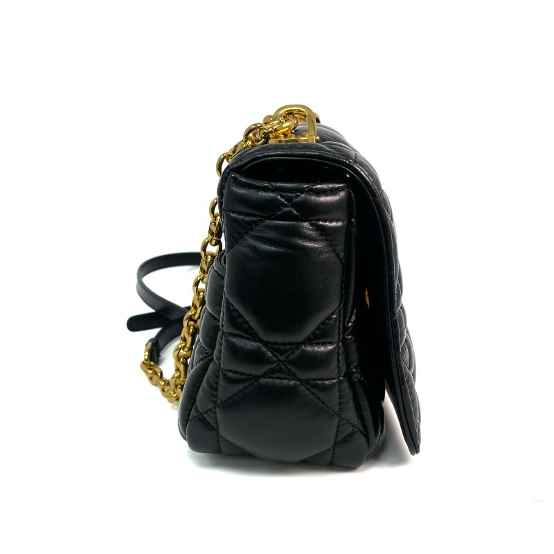 △ Christian Dior 迪奧 Black Supple Cannage Calfskin Medium Dior Caro Chain Shoulder Bag 黑色柔軟小牛皮菱格紋中號鎖鏈肩背袋 - 257015351-4