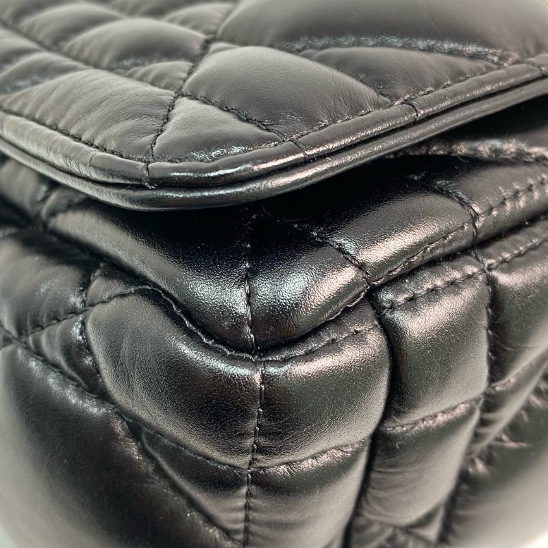 △ Christian Dior 迪奧 Black Supple Cannage Calfskin Medium Dior Caro Chain Shoulder Bag 黑色柔軟小牛皮菱格紋中號鎖鏈肩背袋 - 257015351-6