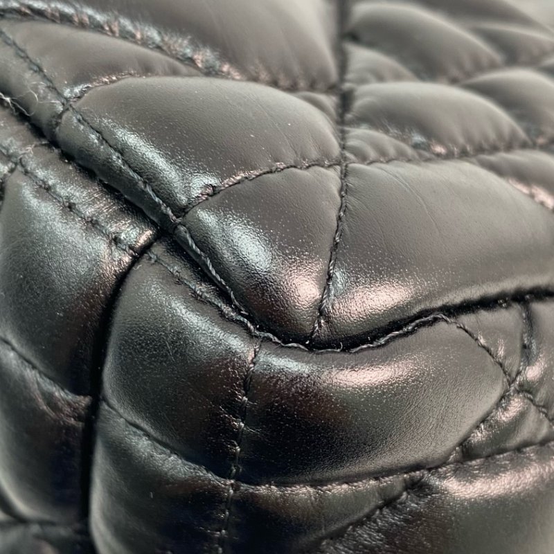 △ Christian Dior 迪奧 Black Supple Cannage Calfskin Medium Dior Caro Chain Shoulder Bag 黑色柔軟小牛皮菱格紋中號鎖鏈肩背袋 - 257015351-9