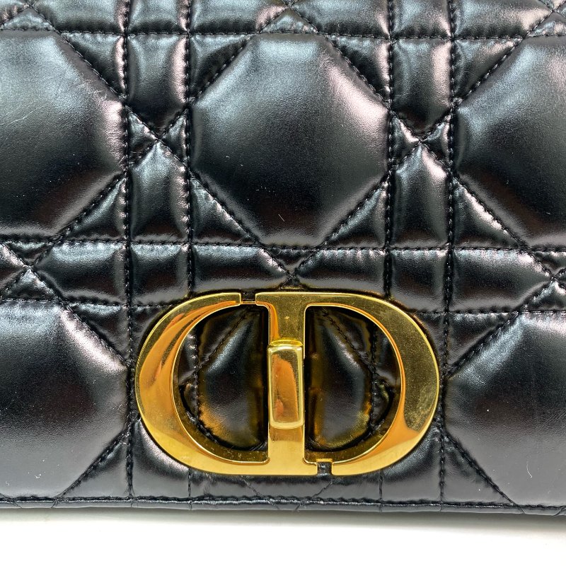 △ Christian Dior 迪奧 Black Supple Cannage Calfskin Medium Dior Caro Chain Shoulder Bag 黑色柔軟小牛皮菱格紋中號鎖鏈肩背袋 - 257015351-12