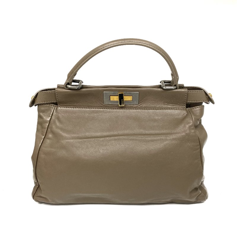 ☆Fendi 芬迪 Peekaboo Brown Calfskin 2Way Bag 啡色小牛皮兩用袋 -257015429-1