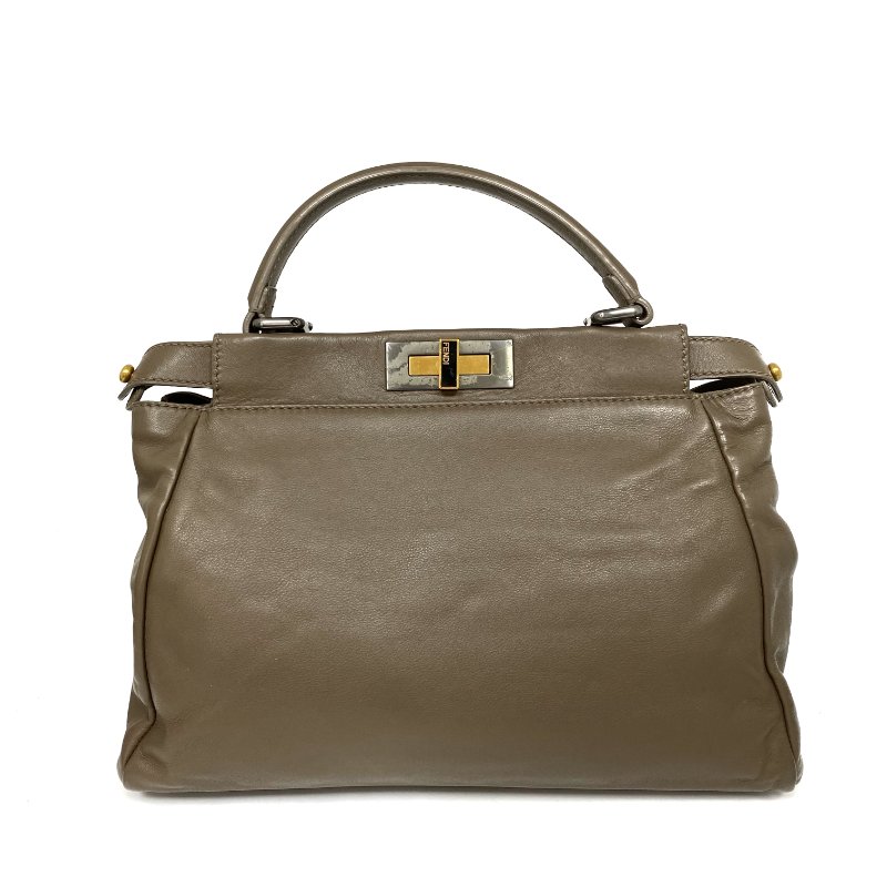 ☆Fendi 芬迪 Peekaboo Brown Calfskin 2Way Bag 啡色小牛皮兩用袋 -257015429-2