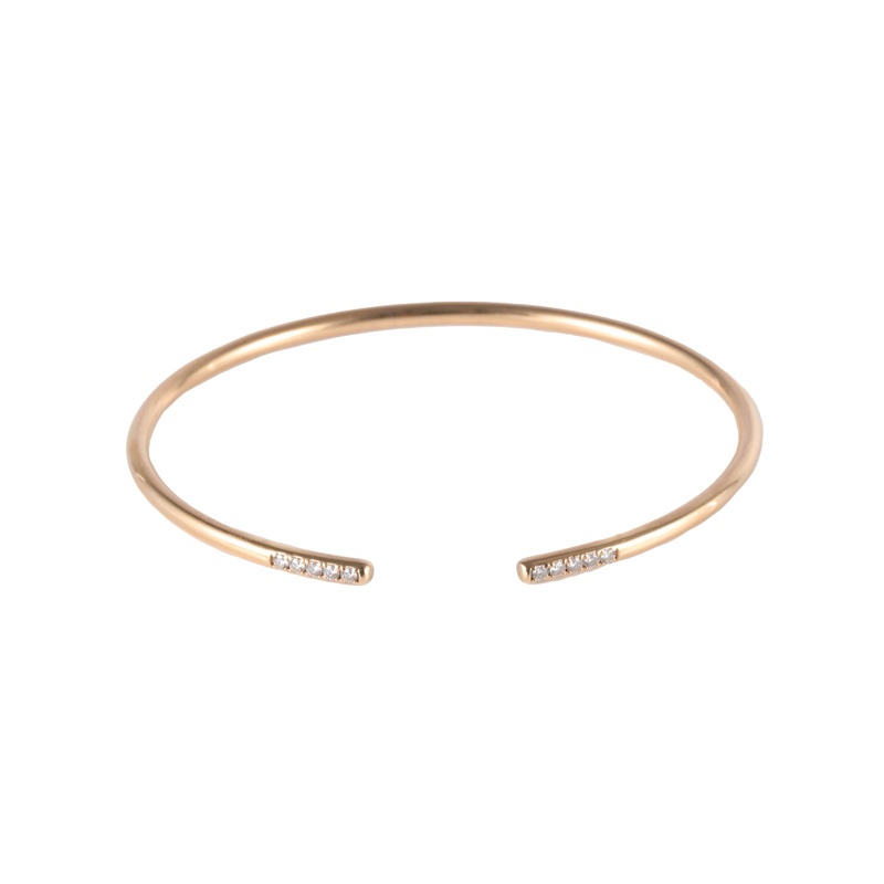 TIFFANY&CO(蒂芙尼) 18K玫瑰金 鑽石 玫瑰金 TIFFANY METRO系列線圈鑲鑽開口手鐲 18K-4