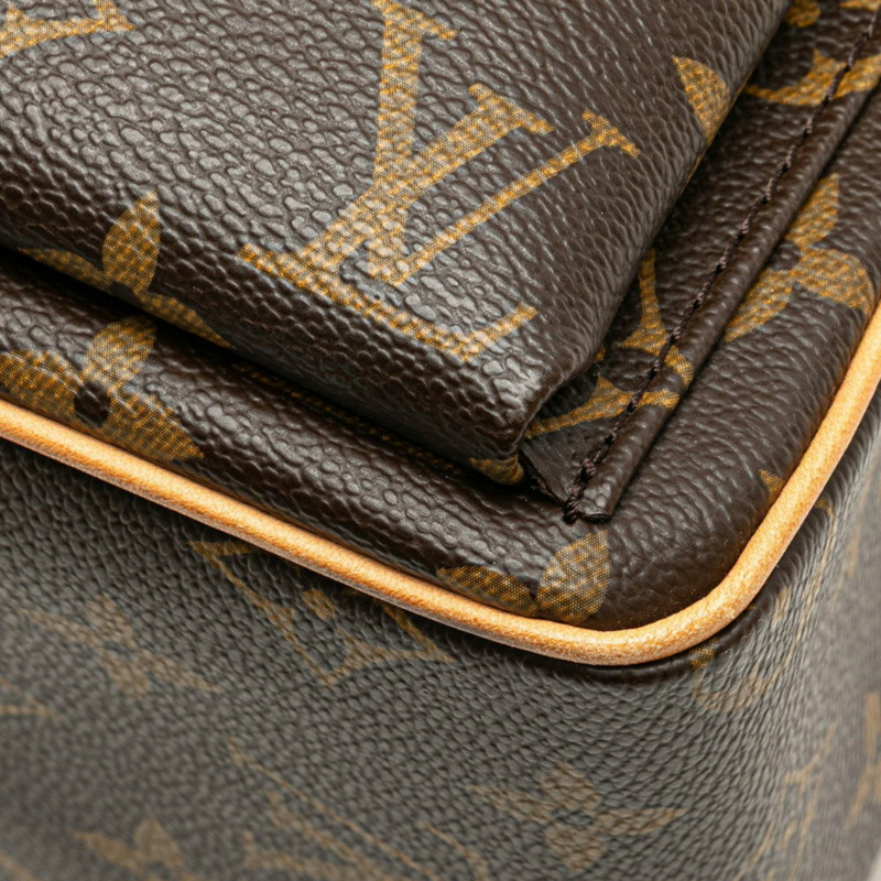 Louis Vuitton Monogram Viva Cite MM 肩背包 M51164 棕色 PVC 皮革 女款 LOUIS VUITTON-4