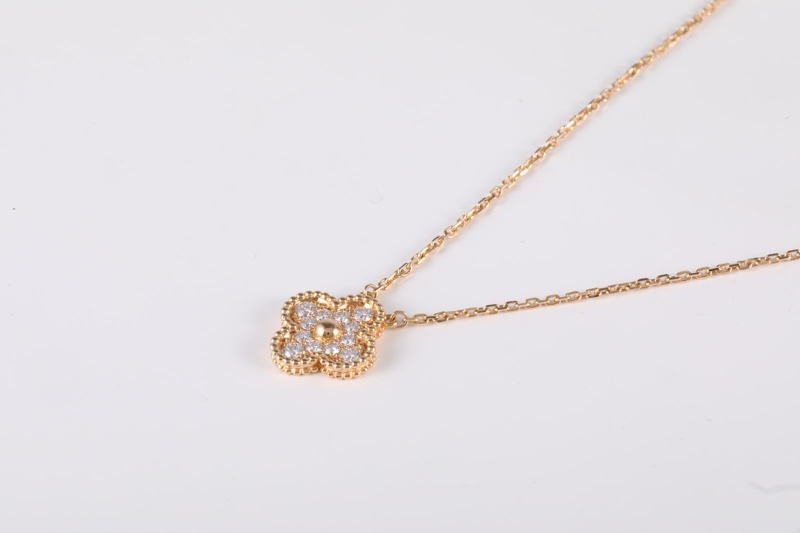 VAN CLEEF&ARPELS(梵克雅寶) Vintage Alhambra 中號單花項鏈 滿鑽 18K玫瑰金/鑽石 項鏈 玫瑰金 鑽石/18K-1