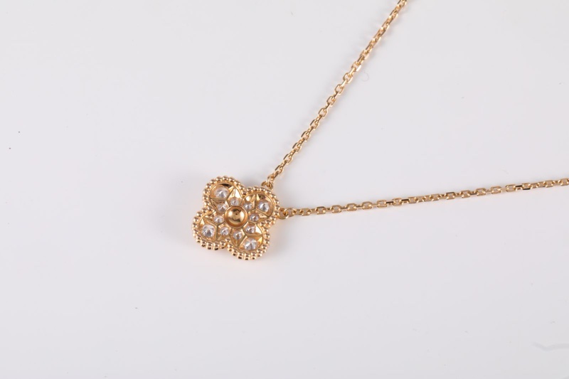 VAN CLEEF&ARPELS(梵克雅寶) Vintage Alhambra 中號單花項鏈 滿鑽 18K玫瑰金/鑽石 項鏈 玫瑰金 鑽石/18K-2