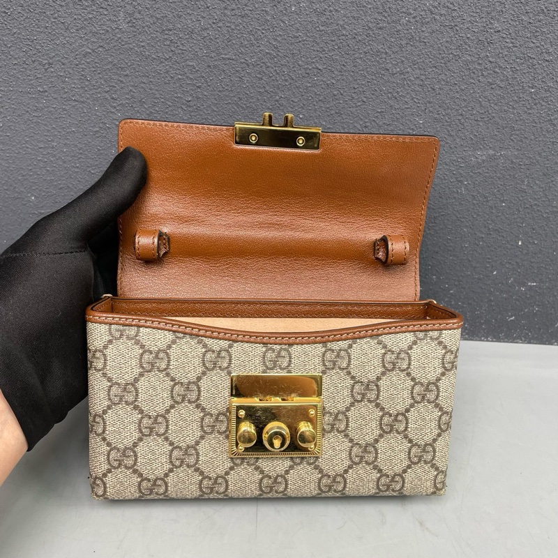 古馳Gucci老花黑色月光寶盒padlock盒子包肩背包斜背包-6